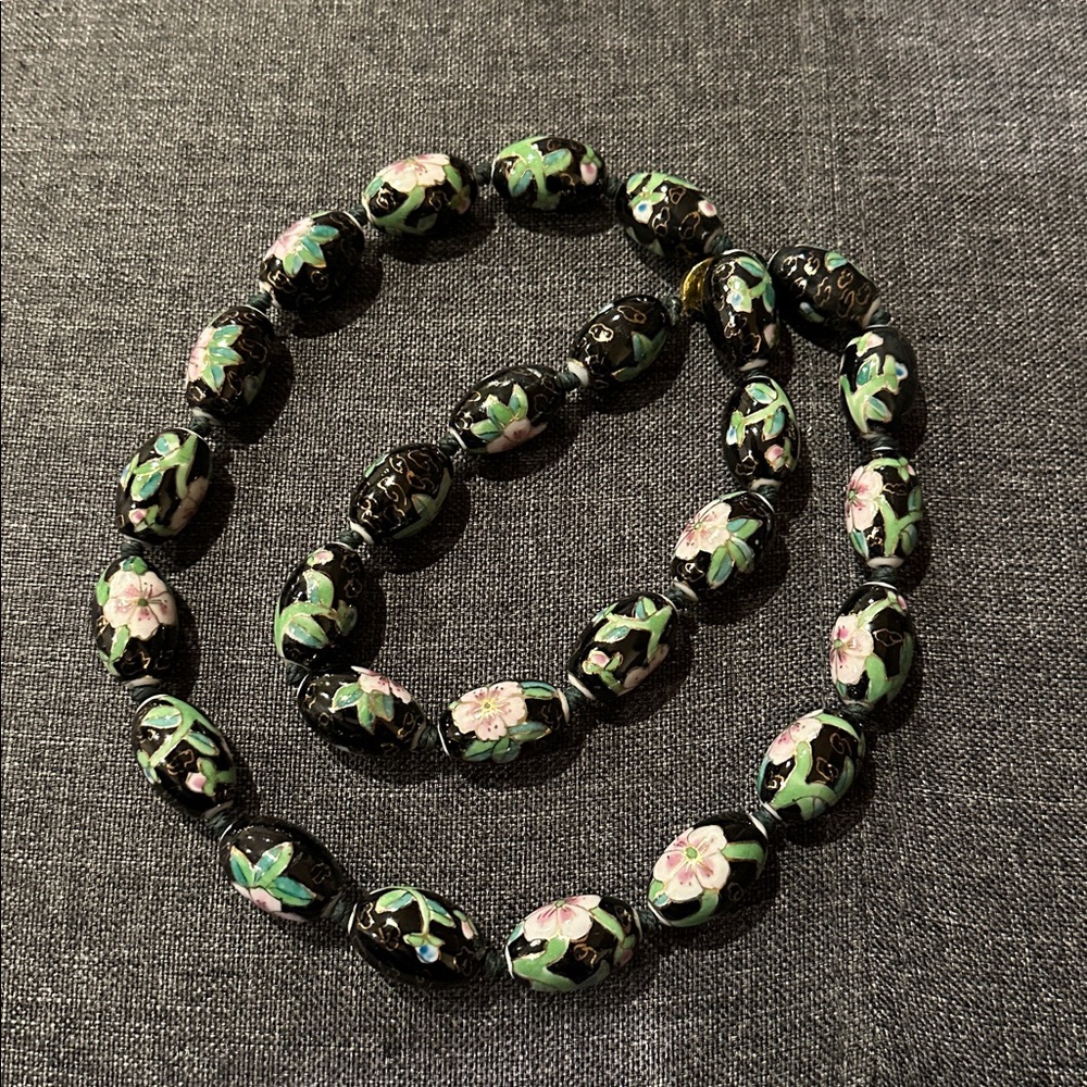 Vintage Large Oval Porcelain Necklace